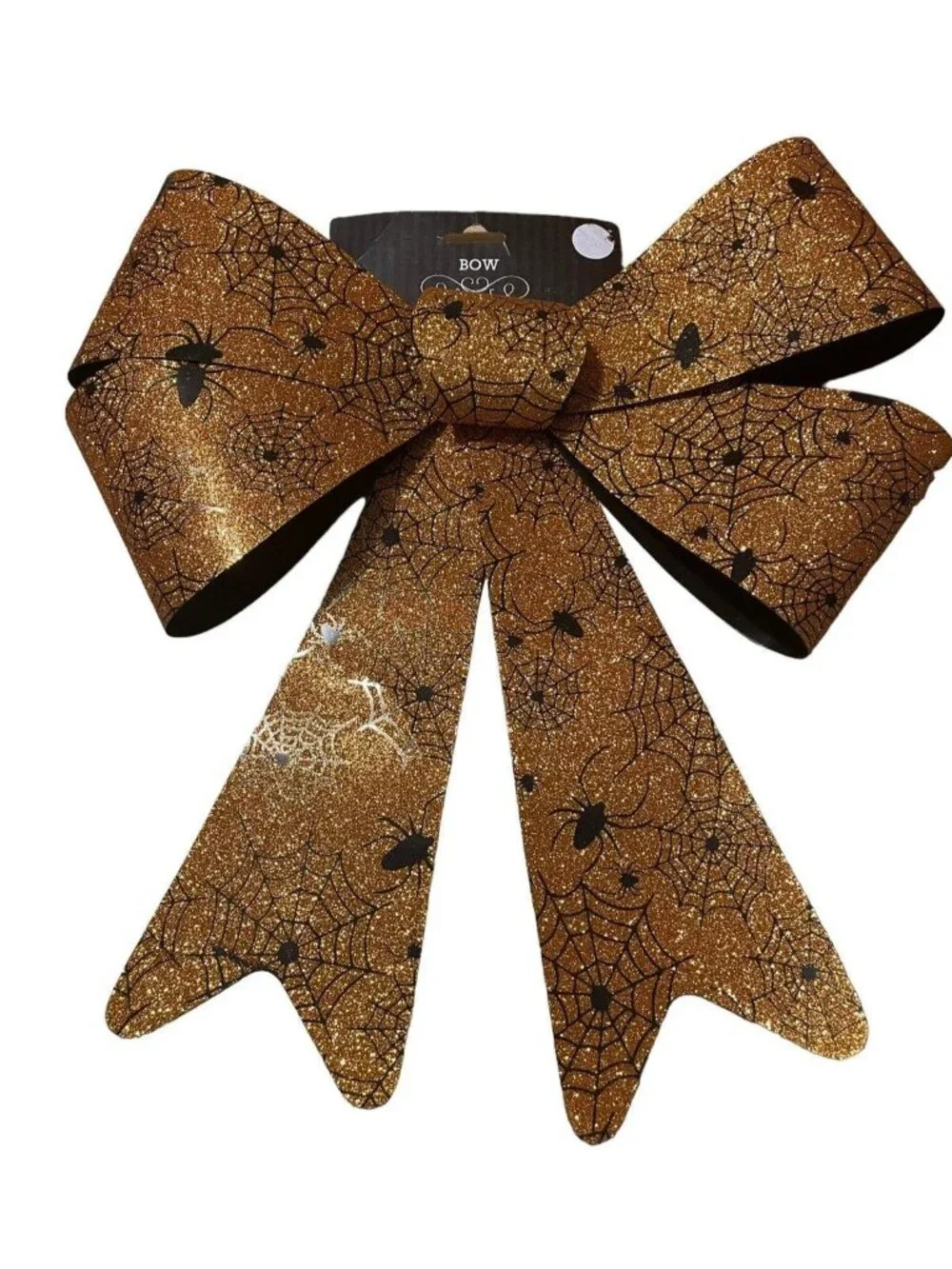Halloween Glitter Spiderweb Bow Orange Black new